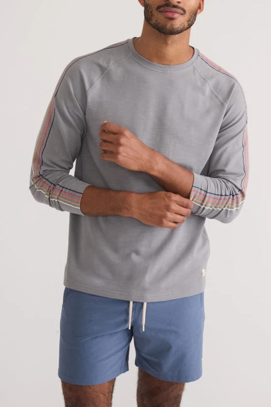 Marine Layer Grey Stripped Sleeve Air Crew Tee/29831